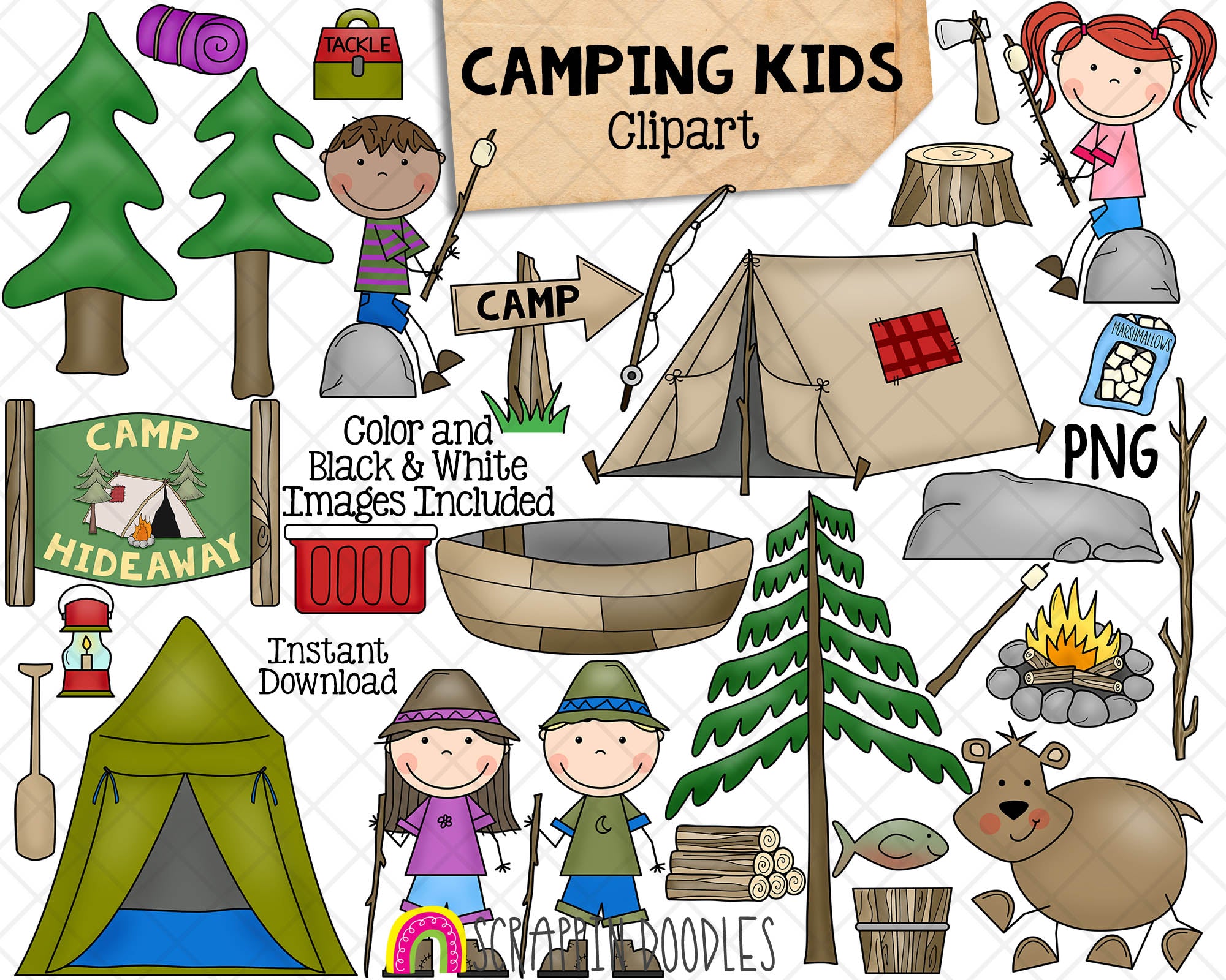 girl scout camping clip art