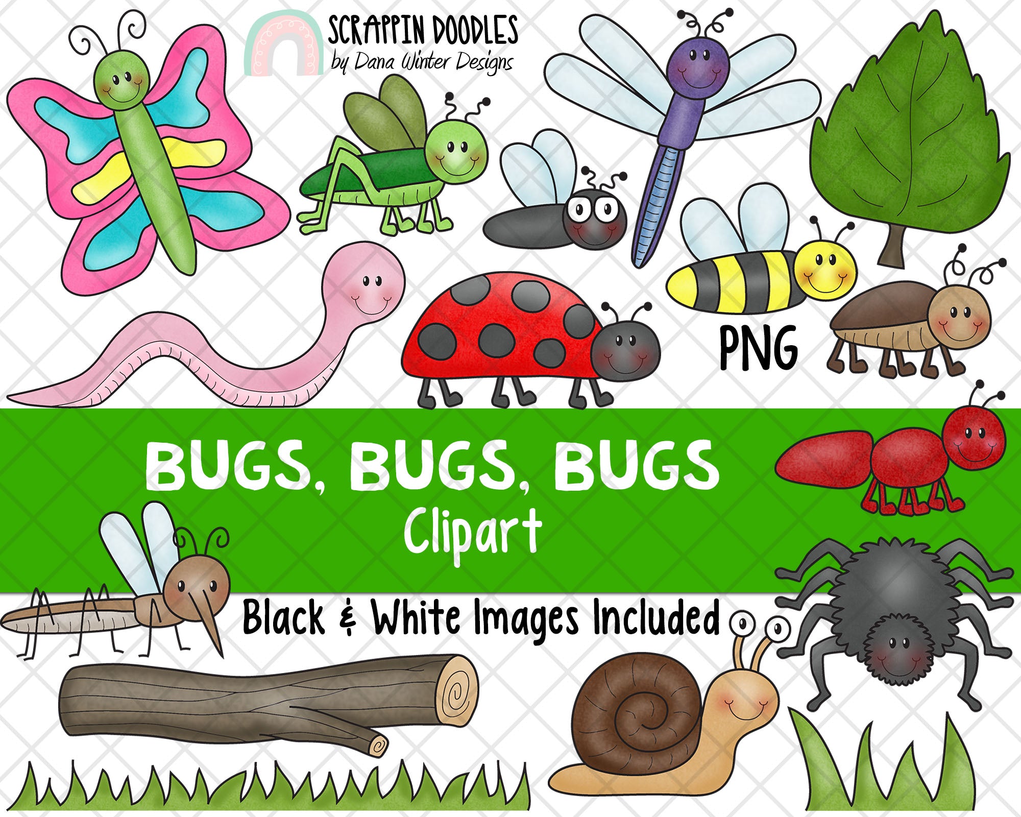 insect clipart black and white
