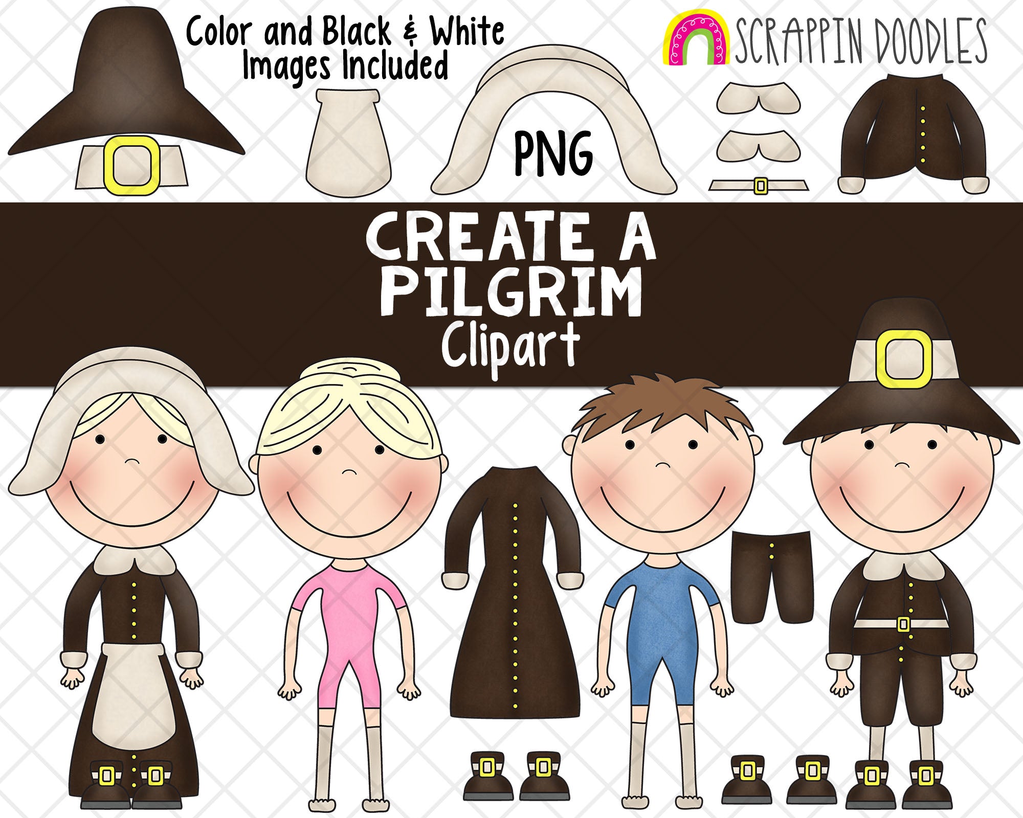 pilgrim clipart black and white