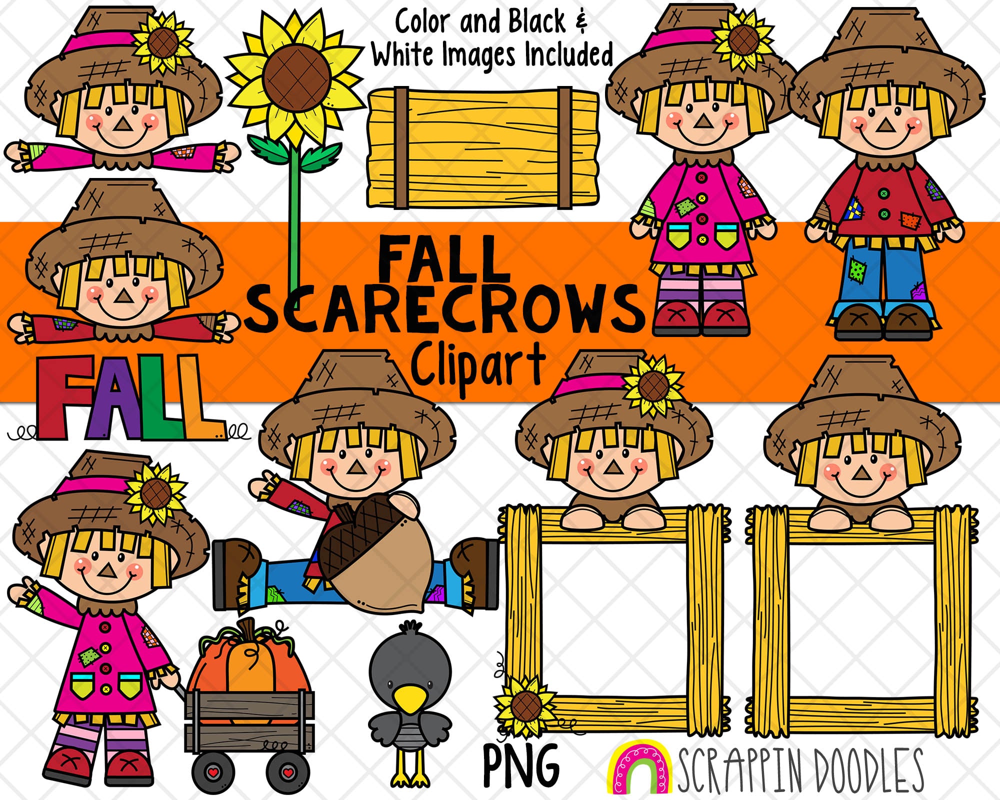 scarecrow head clipart black and white