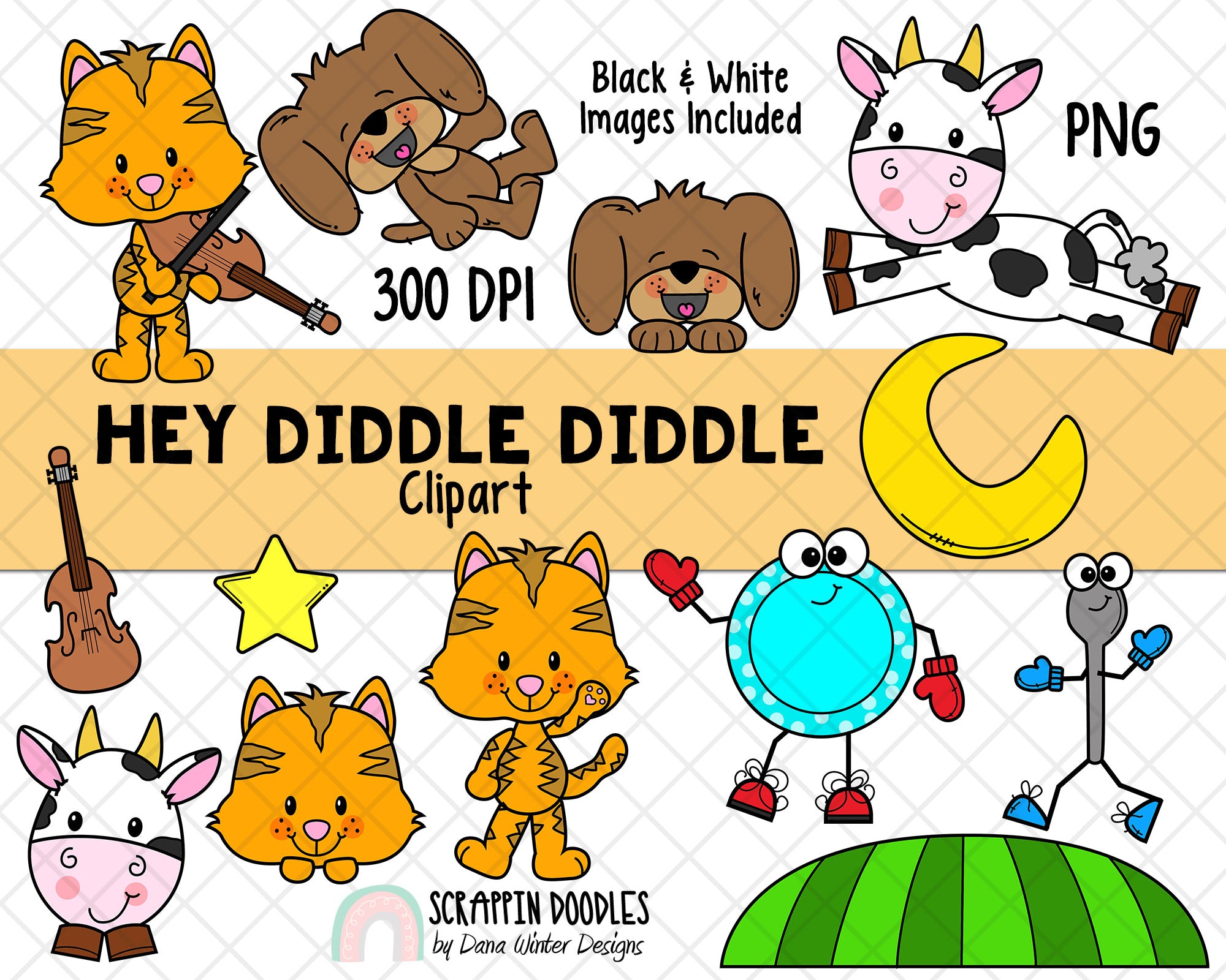 nursery rhyme clipart black and white