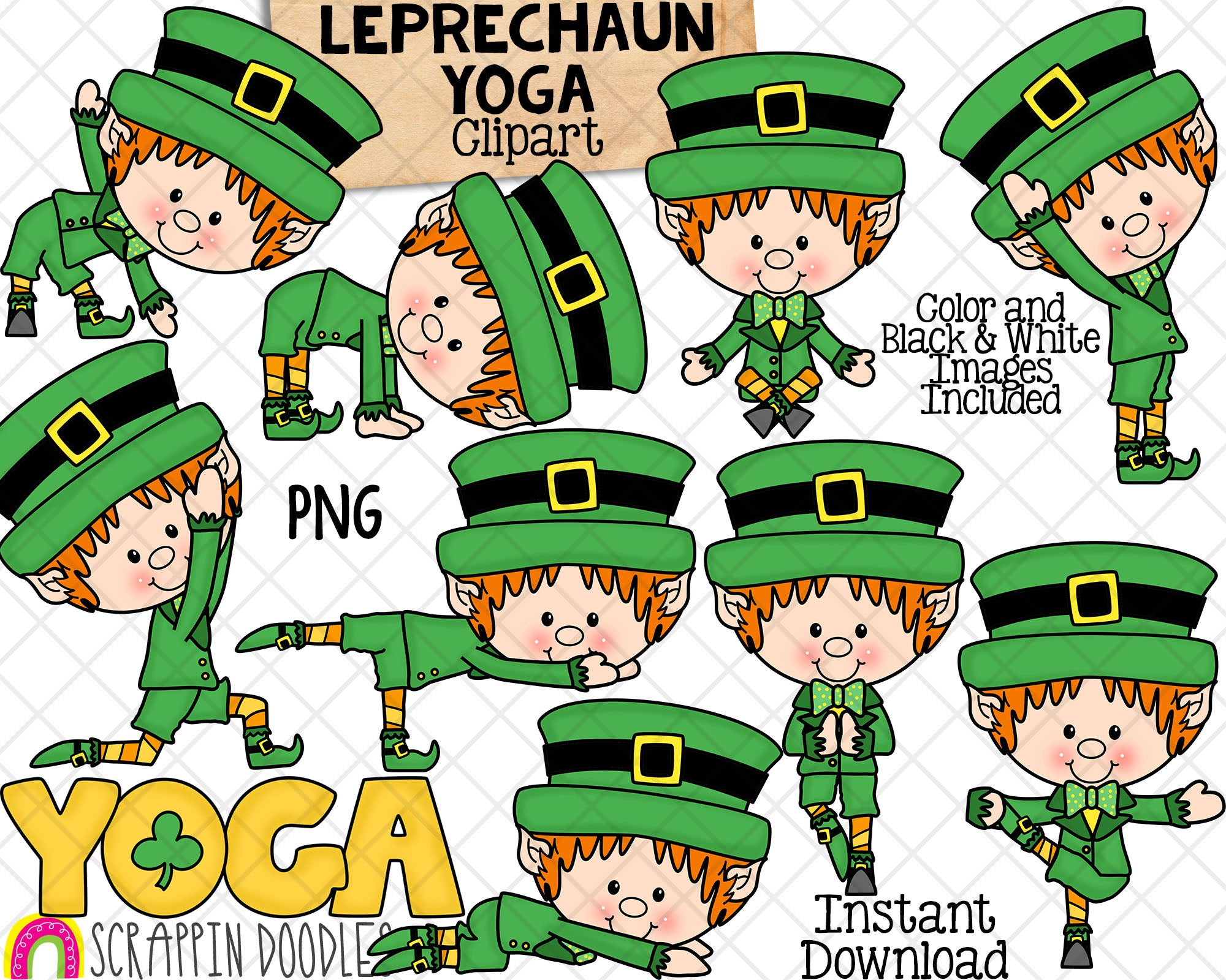  Irish Yoga Funny St. Patrick's Day Leprechaun Matching