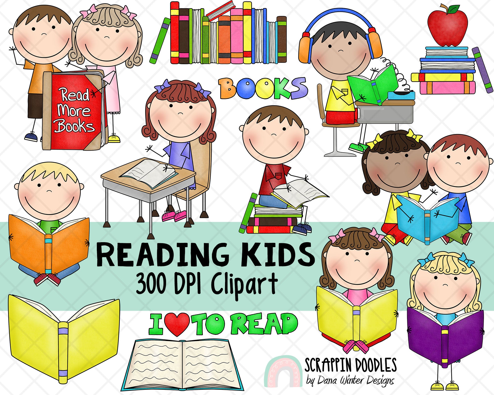 children reading book clipart