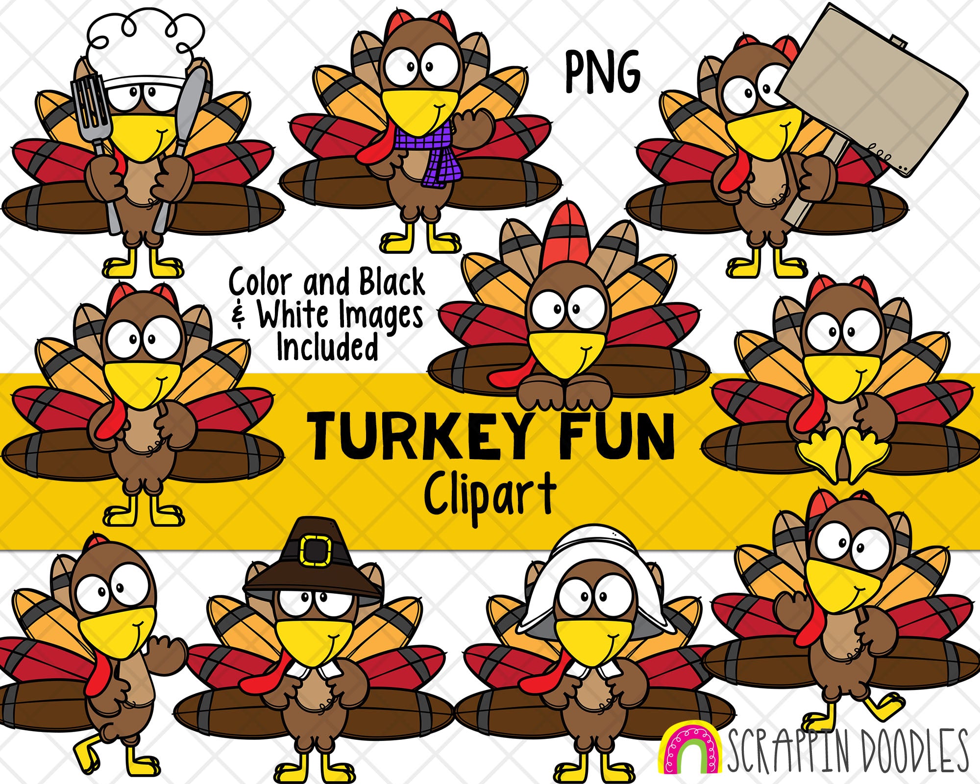 Happy Thanksgiving Turkey Clipart Black And White