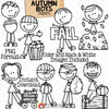 Autumn Clipart - Doodle Boys Fall Fun Clip Art - Farm - Acorn - Leaf Pile - Pumpkin Patch - Apple Picking -Commercial Use PNG - Sublimation