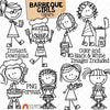 Backyard BBQ ClipArt - Doodle Girls Barbecue - Picnic - Backyard Cookout - Summer Clipart - Party Food - Cooking - Queen of the Grill - CU - Hand Drawn PNG