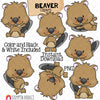 Beaver ClipArt - Beavers Posing - Different Poses - Peeking - Laying - Cartwheel - Sitting - Woodland Beavers - Commercial Use