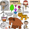 Caveman 2 ClipArt - Prehistoric - Cave Paintings - Woolly Mammoth - Saber Toothed Tiger - Dinosaur - Commercial Use PNG