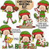 Christmas Baking Elf Clip Art - Christmas Elves Posing - Cookies - Sweets - Bake Sale - Elfkins - Commercial Use - Hand Drawn PNG