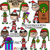 Christmas Clipart - Doodle Boys Christmas Time - Santa Claus Dress Up - Elf Kids - Elves - Stocking -Commercial Use PNG - Sublimation