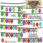 Counting Christmas Lights ClipArt - Christmas Lights on String - Seasonal Math Graphics - Commercial Use PNG