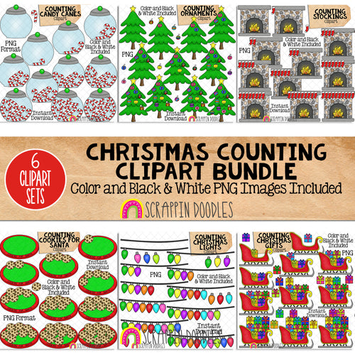 Christmas Counting ClipArt Bundle - Seasonal Math Graphics