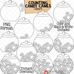 Counting Candy Canes ClipArt - Christmas CandyCanes In A Jar - Seasonal Math Graphics - Commercial Use PNG