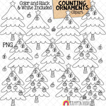 Counting Ornaments ClipArt - Christmas Ornaments on Tree - Seasonal Math Graphics - Commercial Use PNG