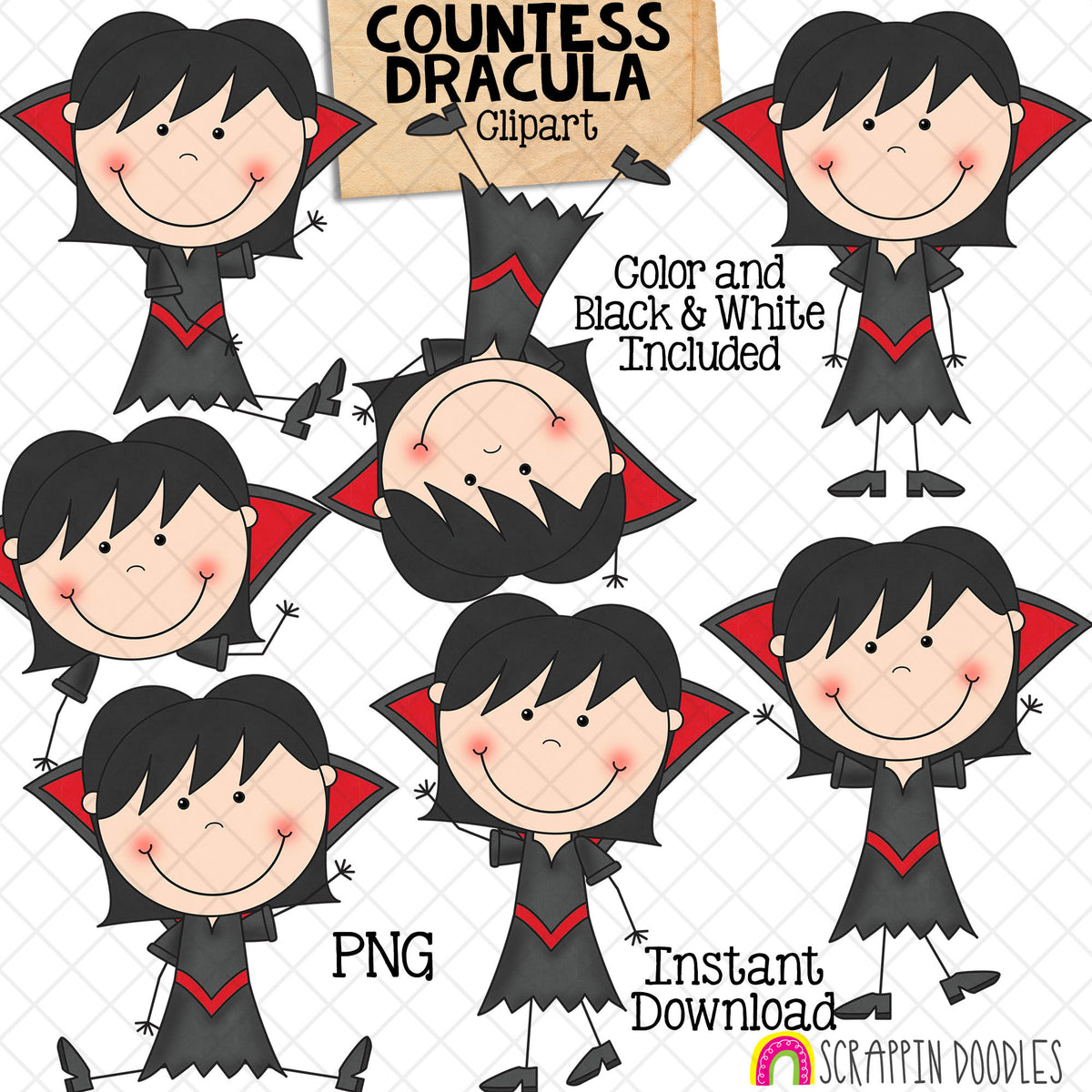 Countess Dracula ClipArt - Vampire - Halloween Graphics - Commercial Use PNG Sublimation Graphics