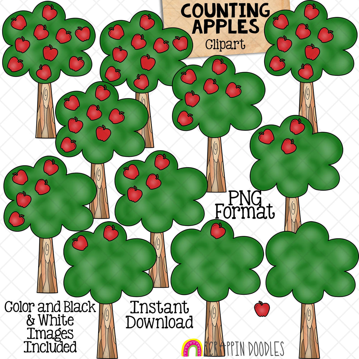 Autumn Counting ClipArt Bundle - Sunflowers - Acorns - Apples - Pumpkins - Crows - Leaves - Seasonal Math Graphics