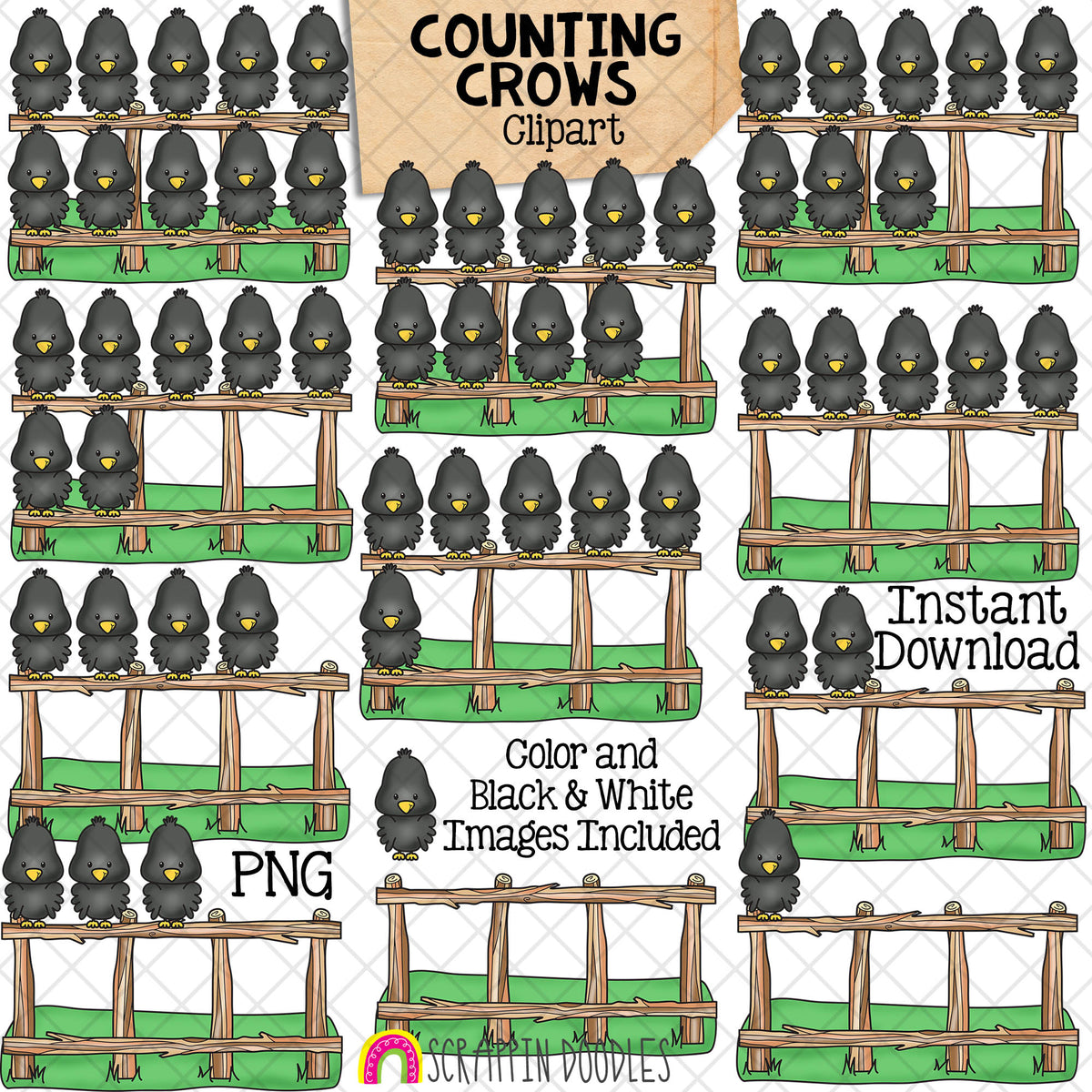 Autumn Counting ClipArt Bundle - Sunflowers - Acorns - Apples - Pumpkins - Crows - Leaves - Seasonal Math Graphics