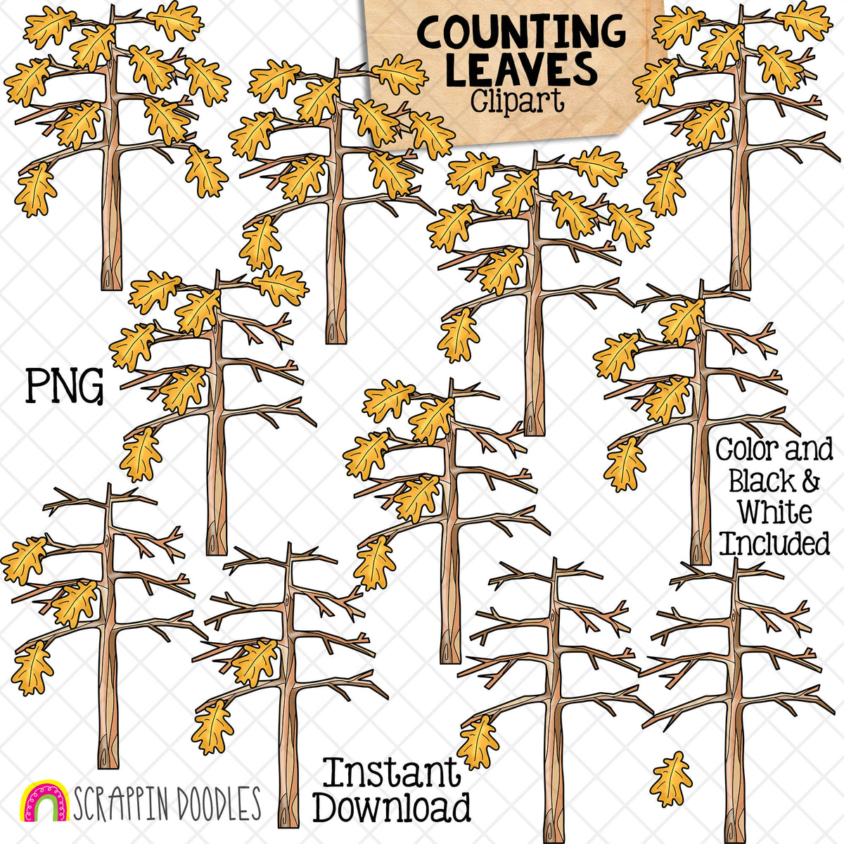 Counting Fall Leaves ClipArt - Autumn Leaf Counting - Seasonal Math Graphics