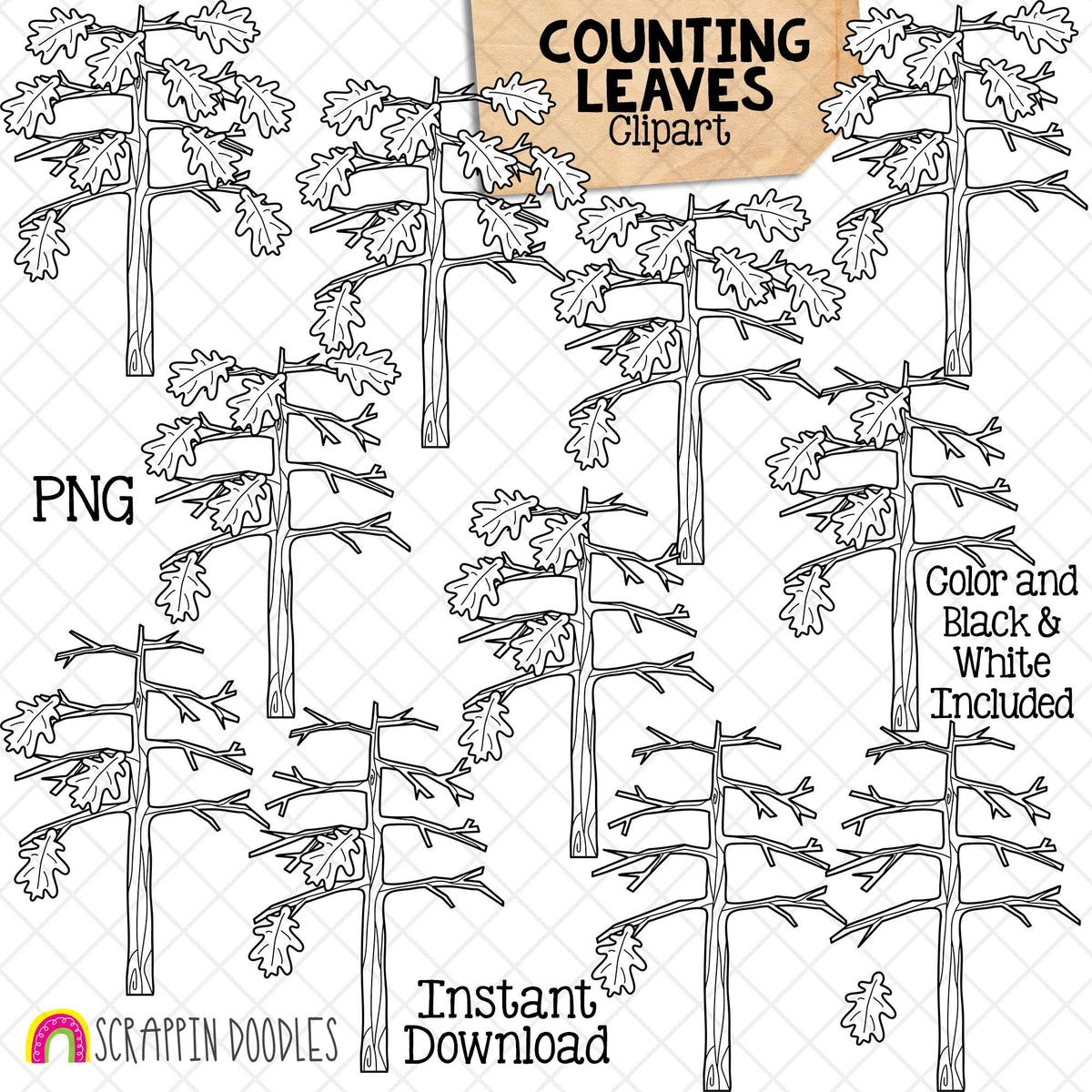 Autumn Counting ClipArt Bundle - Sunflowers - Acorns - Apples - Pumpkins - Crows - Leaves - Seasonal Math Graphics