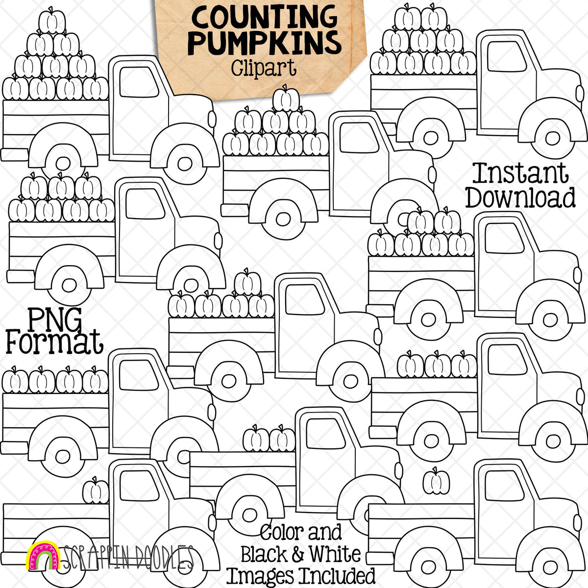 Autumn Counting ClipArt Bundle - Sunflowers - Acorns - Apples - Pumpkins - Crows - Leaves - Seasonal Math Graphics