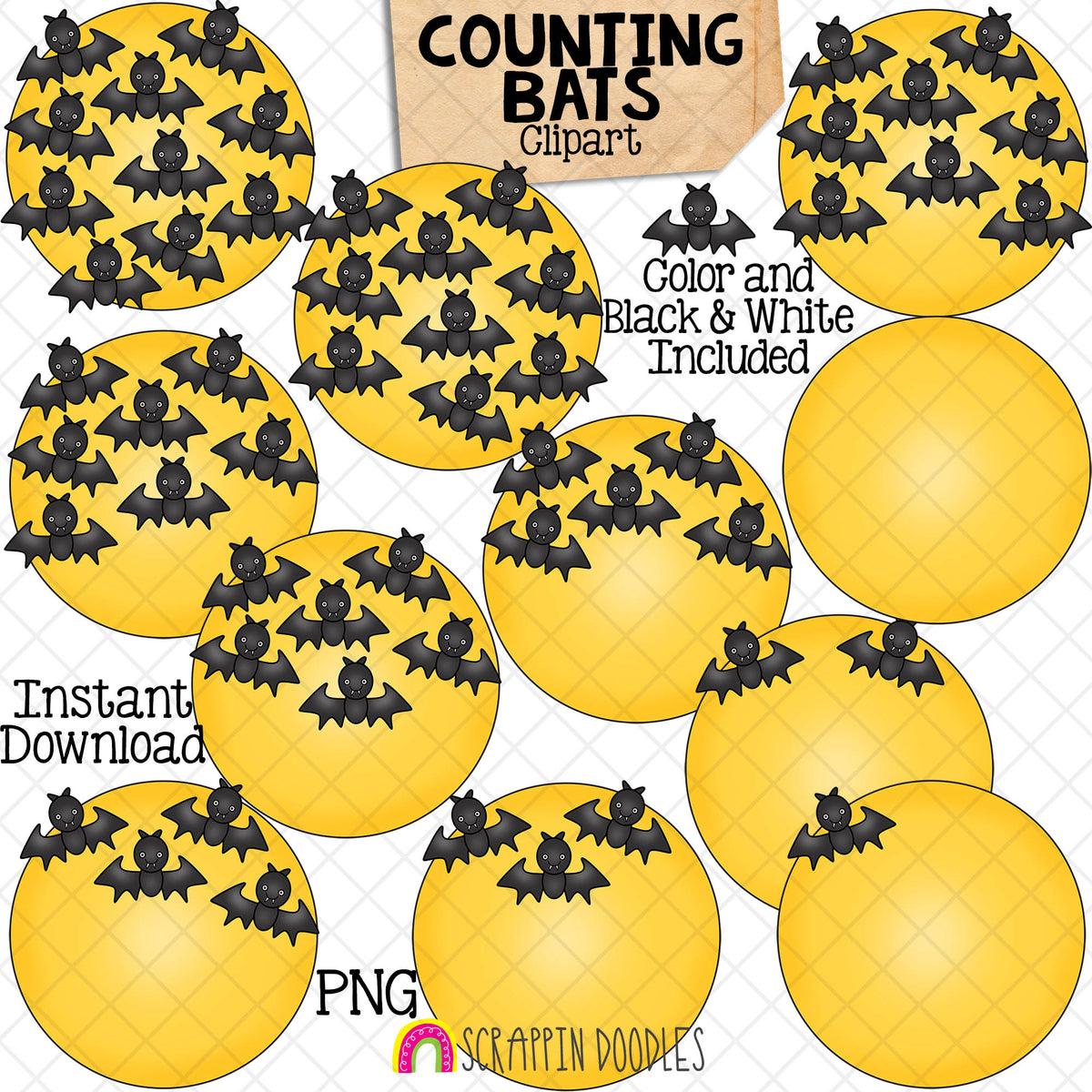 Halloween Counting ClipArt Bundle - Bats - Skeleton Bones - EyeBalls - Ghosts - Candy Corn - Zombies - Commercial Use PNG