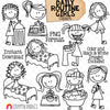 Daily Routine ClipArt - Doodle Girls Clip Art - Kids - Chores - Brushing Teeth - Going to Sleep - Homework - Bathing - Commercial Use PNG