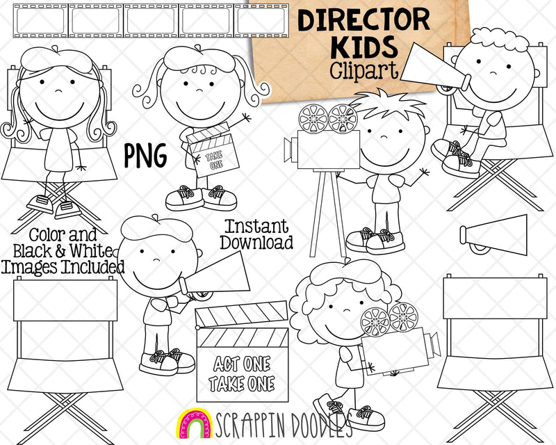 Director Kids Clip Art - Movie Directors Chair - Filming Movies - Commercial Use PNG