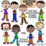 Emotion ClipArt - Doodle Boys Expression Clip Art - Facial Expressions - Happy - Sad - Angry - Indifferent - Frustrated - Commercial Use PNG