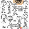 Emotion ClipArt - Doodle Boys Expression Clip Art - Facial Expressions - Happy - Sad - Angry - Indifferent - Frustrated - Commercial Use PNG