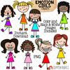 Emotion ClipArt - Doodle Girls Expression Clip Art - Facial Expressions - Happy - Sad - Angry - Indifferent - Frustrated - Commercial Use PNG