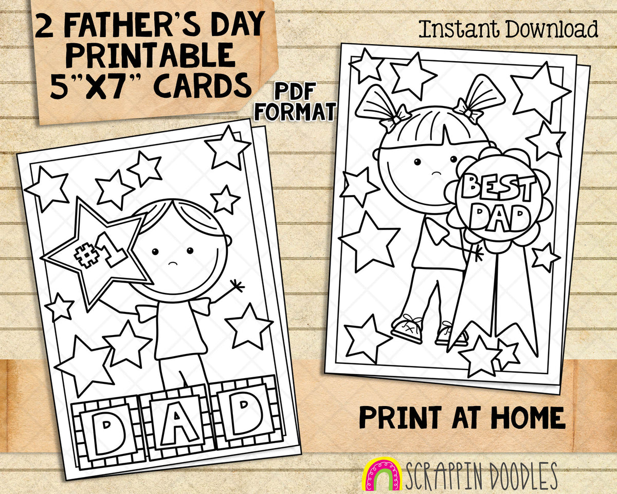 Father's Day Coloring and Activity Book - Kids Coloring Pages - Printable PDF Cards