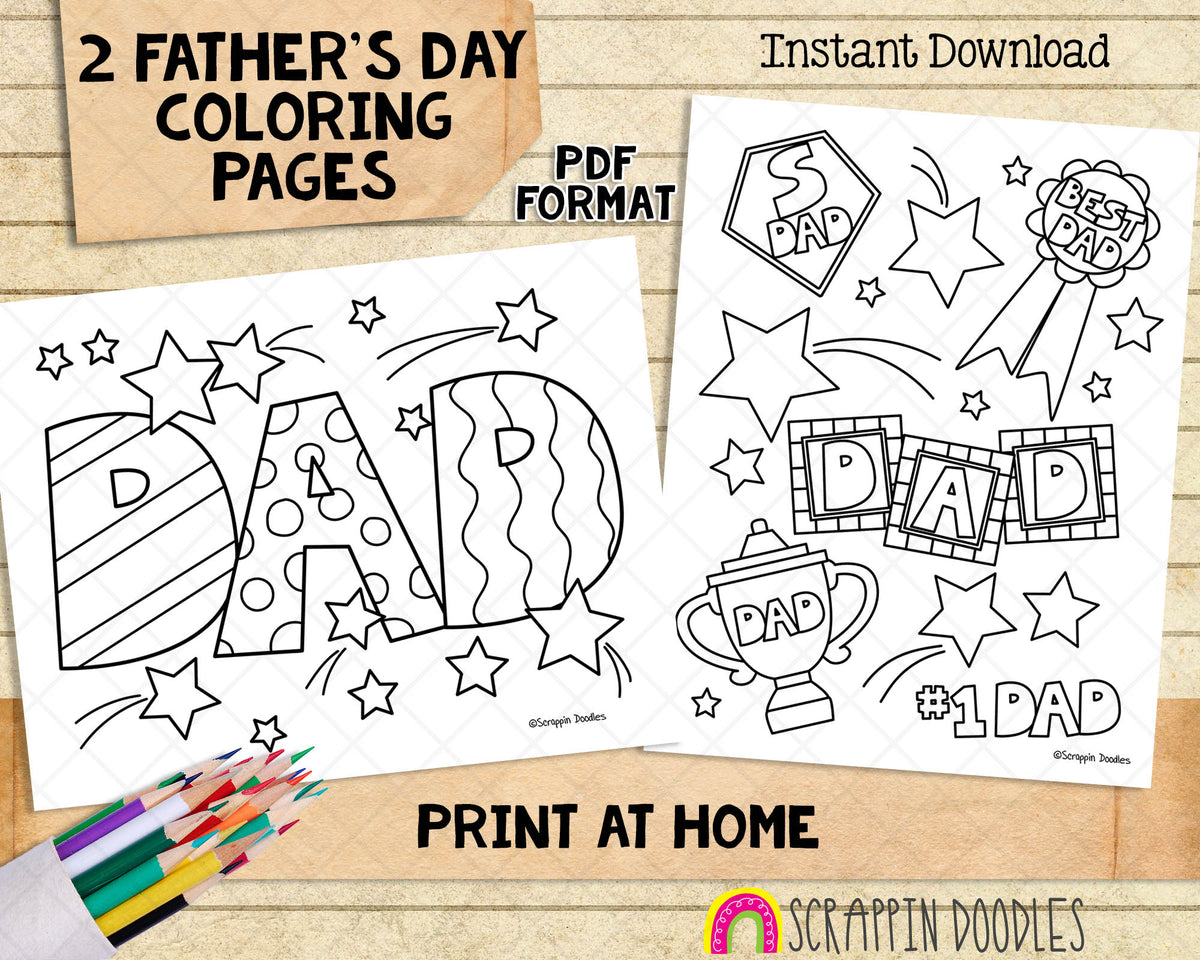 Father's Day Coloring and Activity Book - Kids Coloring Pages - Printable PDF Cards