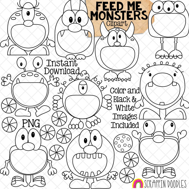 Feed Me Monsters ClipArt - Feeding Open Mouth - Monster - Cookie - Candy - Create a Game