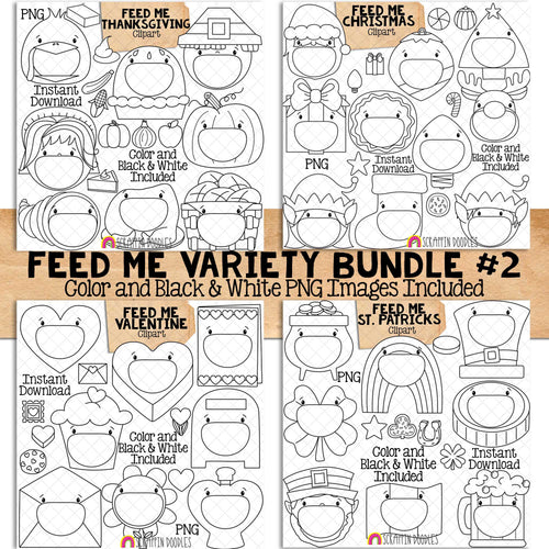 Feed Me Variety ClipArt Bundle 2 - Christmas - Thanksgiving - Valentines Day - St Patricks Day