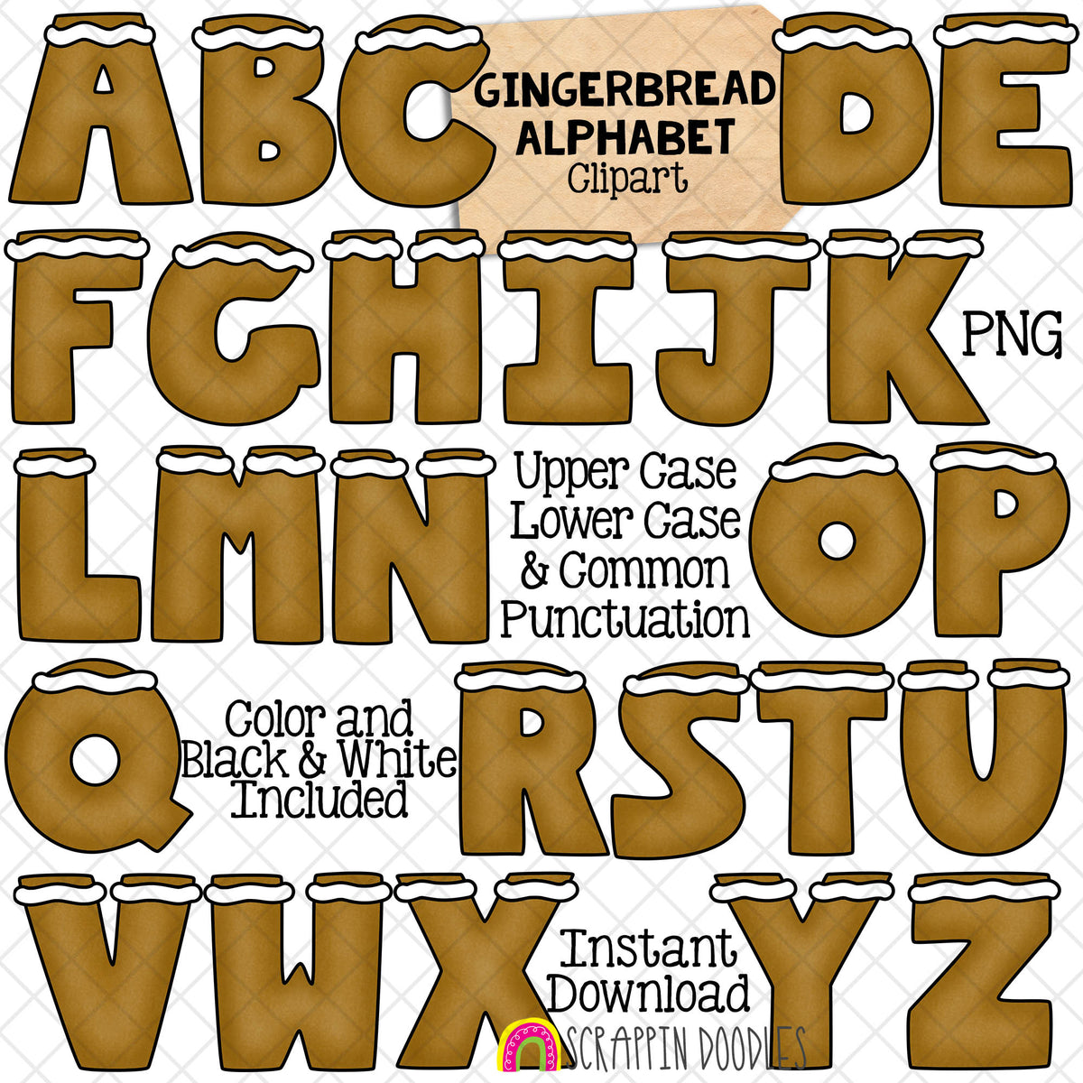 Gingerbread Alphabet ClipArt - Ginger Bread Cookie Letters Clip Art - Punctuation