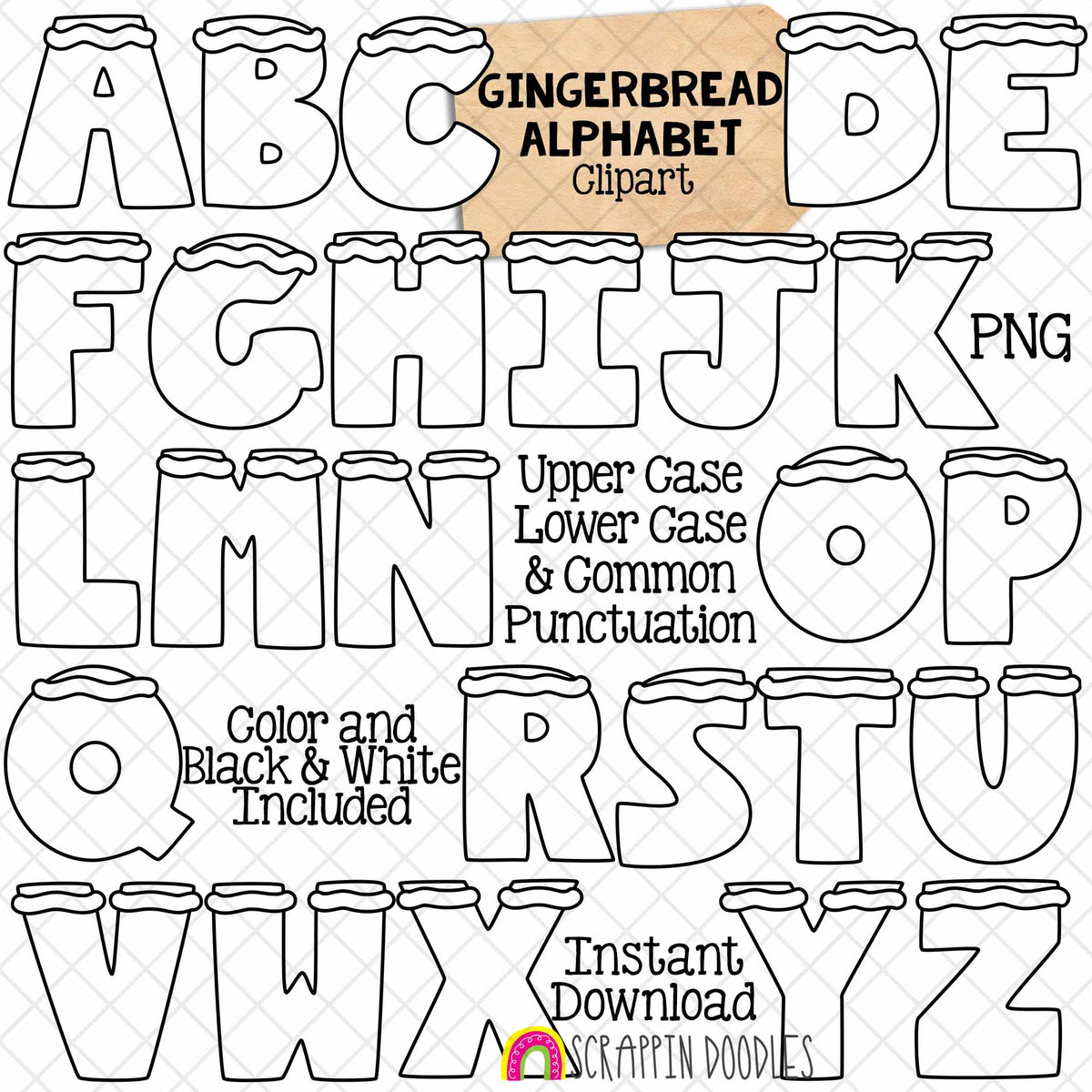 Gingerbread Alphabet ClipArt - Ginger Bread Cookie Letters Clip Art - Punctuation