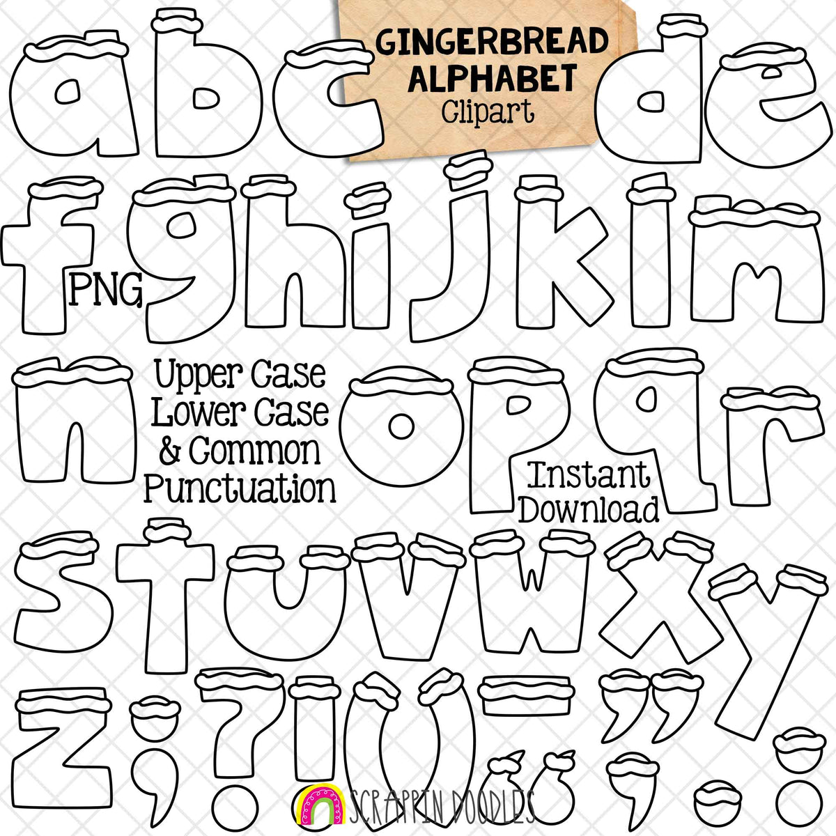 Gingerbread Alphabet ClipArt - Ginger Bread Cookie Letters Clip Art - Punctuation