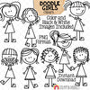 Doodle Girls Clipart - Girl Graphics - Standing - Multi Cultural Kids - Hand Drawn PNG - Commercial Use Allowed