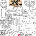 Granny Loves Hanukkah Clip Art - Old Lady Swallowed a Dreidel - Commercial Use PNG