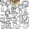 Ice Cream Clipart - Doodle Girls - Ice Cream Truck ClipArt - Cart - Sundae - Ice Cream Cone - Hand Drawn PNG