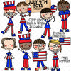 July 4th Clipart - Independence Day Doodle Boys - USA Graphics - Forth of July - Patriotic Clipart - Hand Drawn PNG
