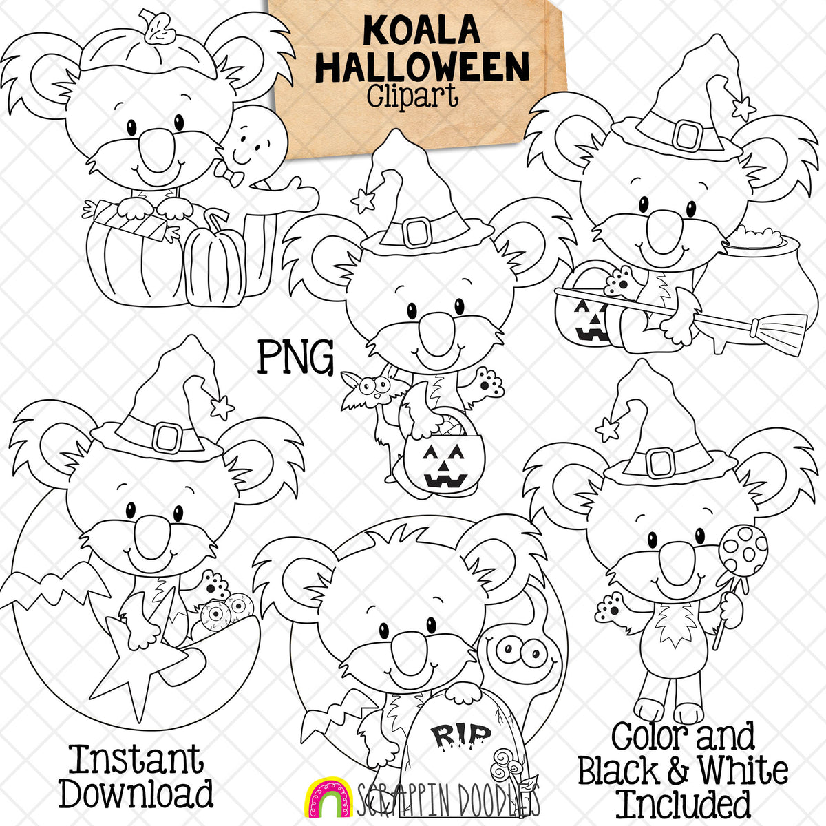 Koala ClipArt - Halloween Koala Bears Graphics - Commercial Use PNG