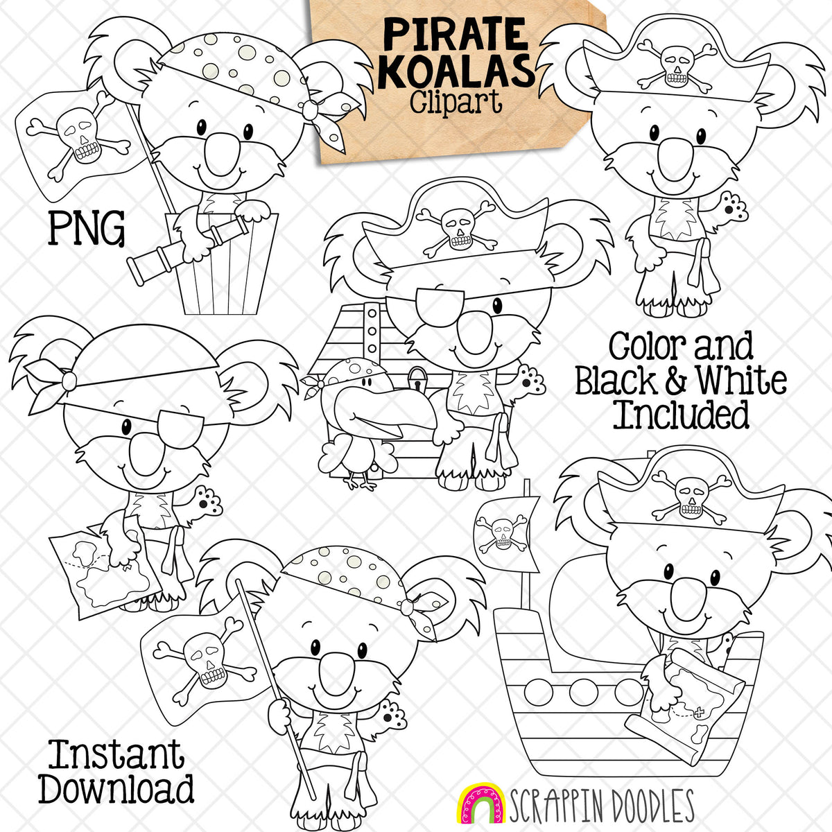 Koala ClipArt - Pirate Ship Koala Bears Graphics - Commercial Use PNG