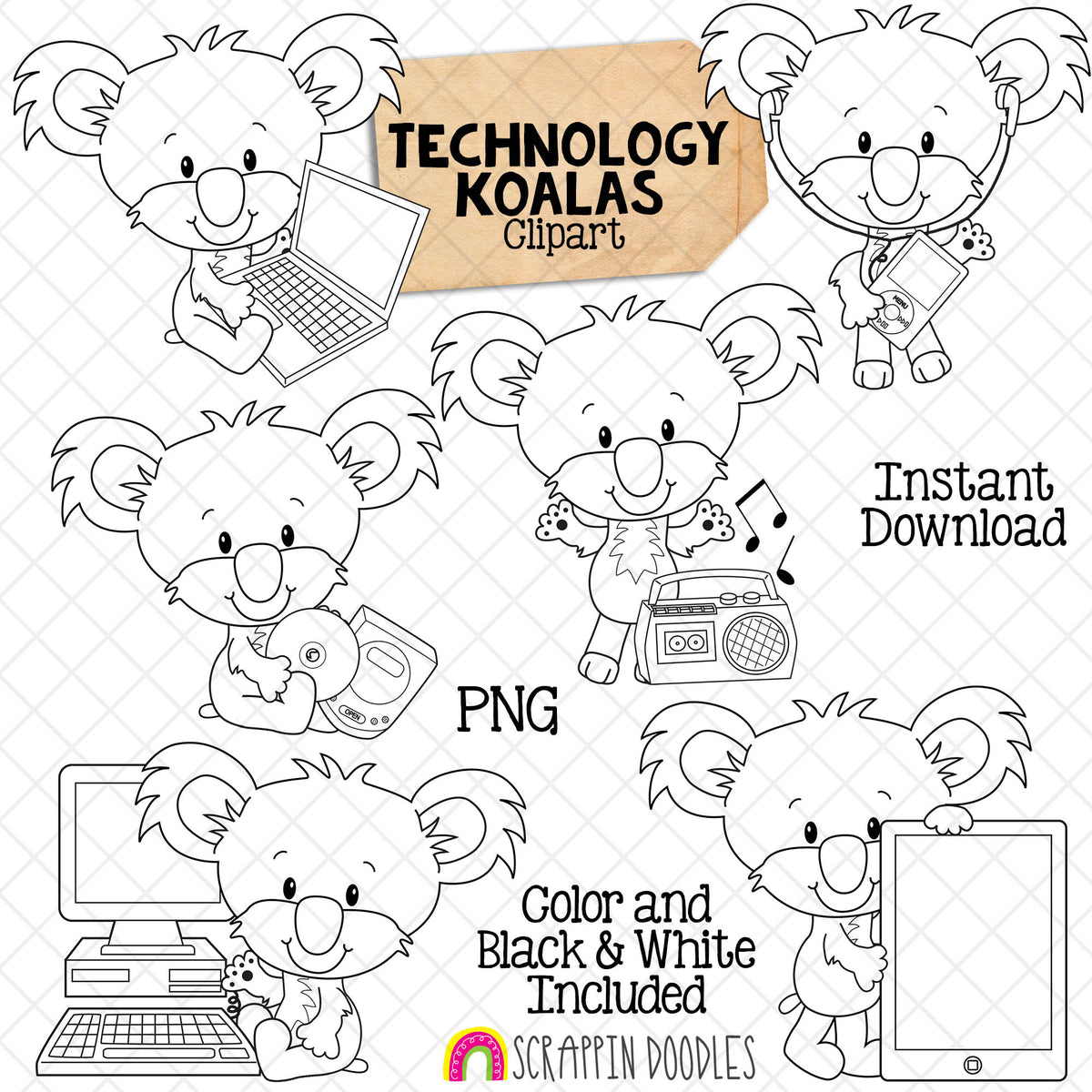 Koala ClipArt Bundle - Koala Bears Graphics - Commercial Use PNG