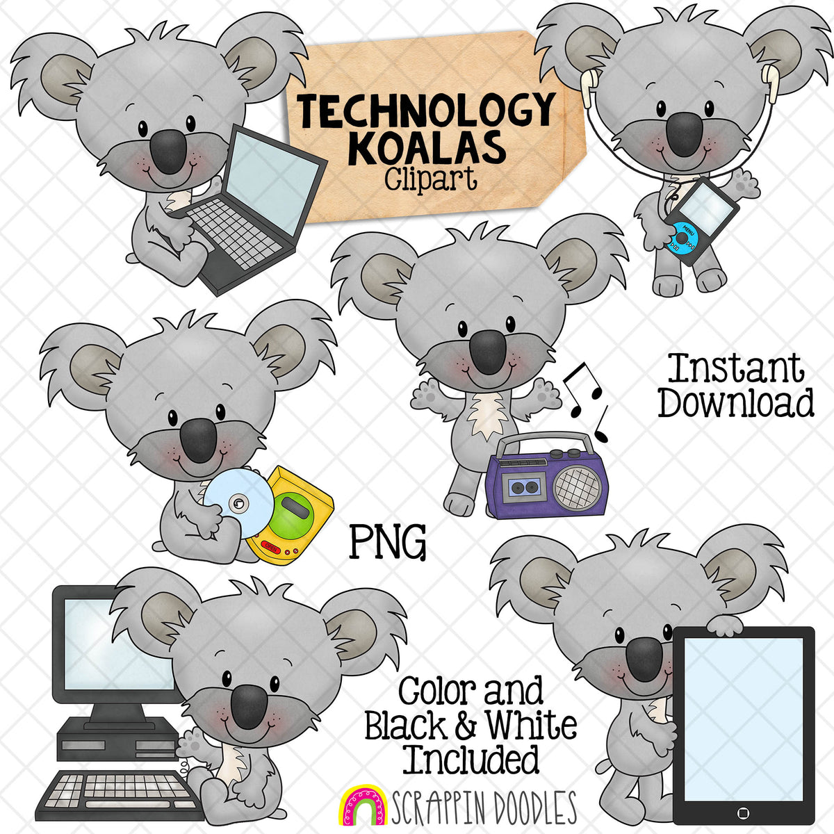 Koala ClipArt Bundle - Koala Bears Graphics - Commercial Use PNG