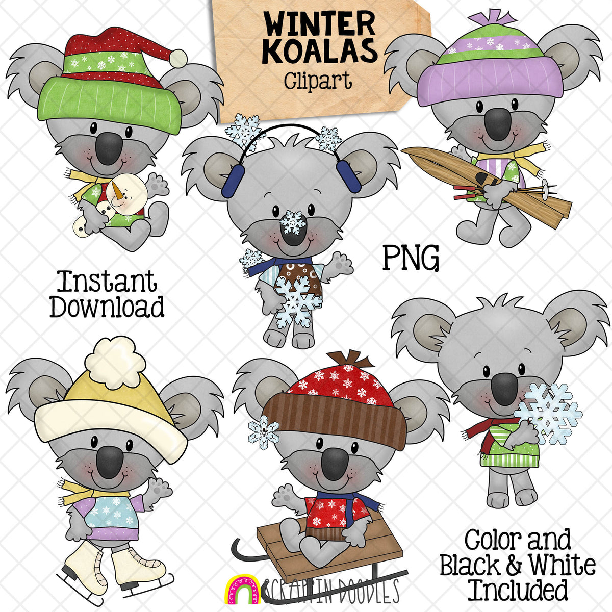 Koala ClipArt Bundle - Koala Bears Graphics - Commercial Use PNG