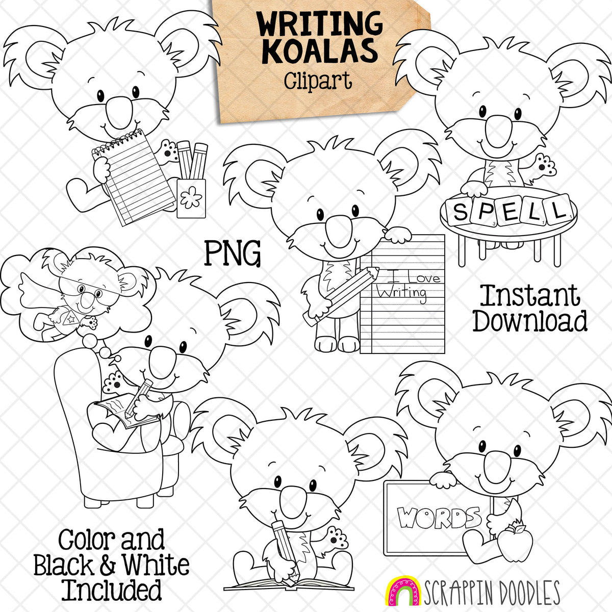 Koala ClipArt Bundle - Koala Bears Graphics - Commercial Use PNG