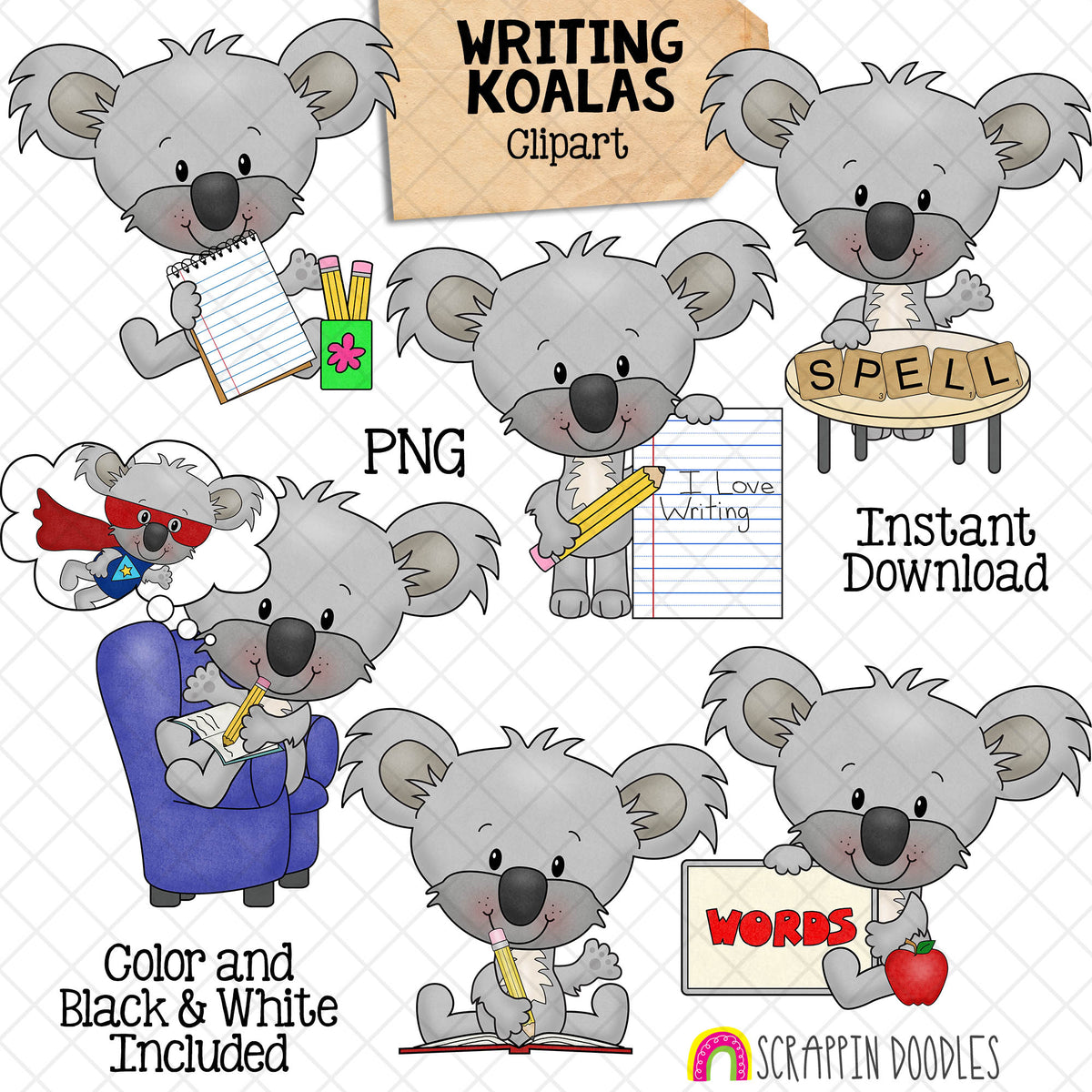 Koala ClipArt Bundle - Koala Bears Graphics - Commercial Use PNG