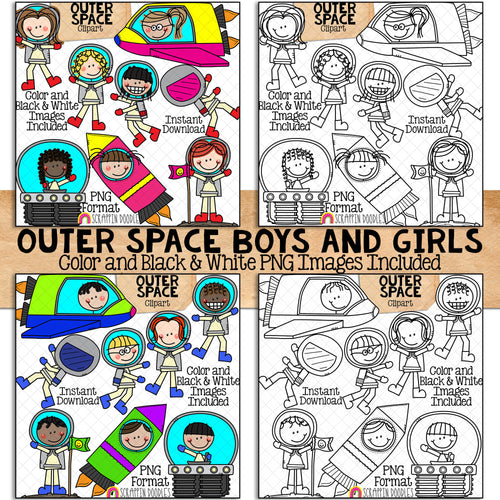 Doodle Kids Clipart Bundle 5 - Doodle Boy and Girl Bundle 5