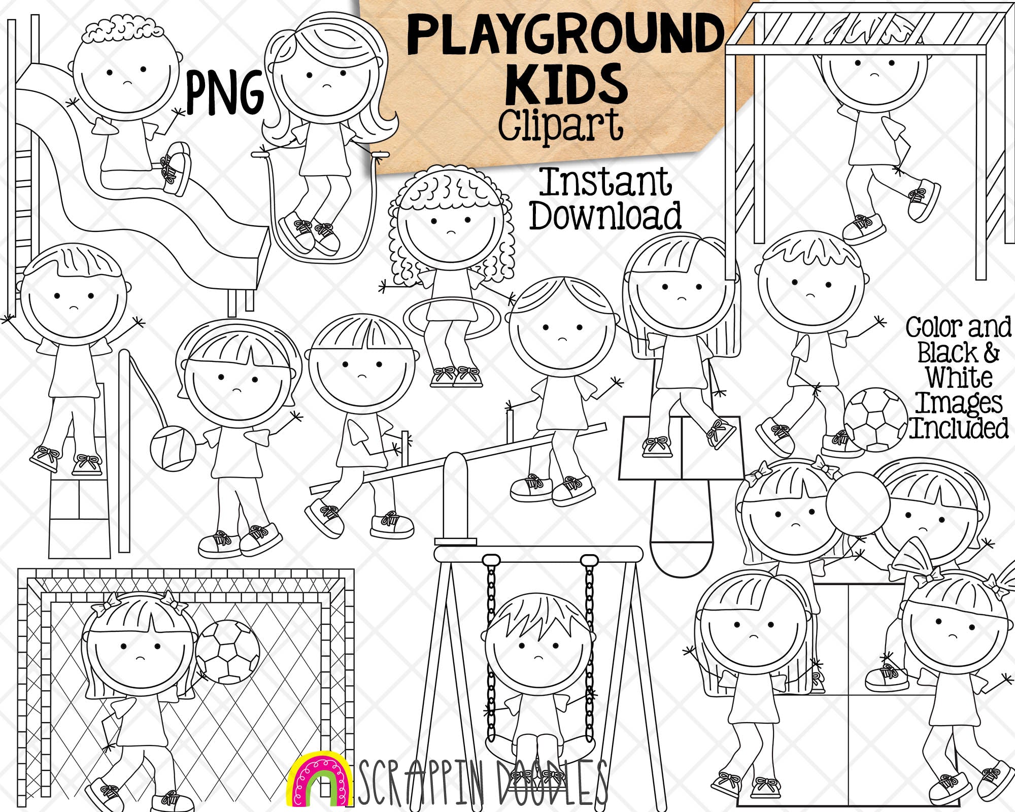 playground clipart black and white